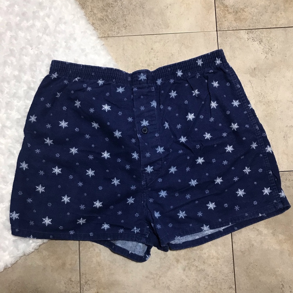 Blue Snowflake Flannel Boxer Short Sleepwear